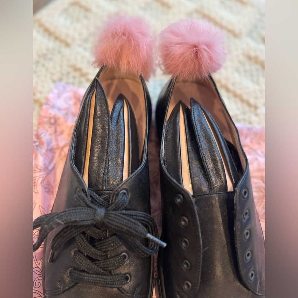 Minna Parikka Black Sneakers with Pink Pom-Pom size 7.5 / 38 - Picture 5 of 7